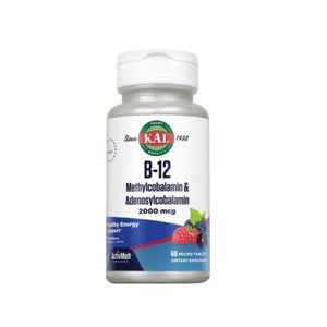B12 METHYLCOBALAMIN & ADENOSYLCOBALAMIN 2000 mcg 60 micro tablets. Kal