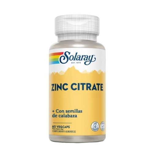 ZINC Citrato 25mg con semillas de calabaza (60 cap.) Solaray